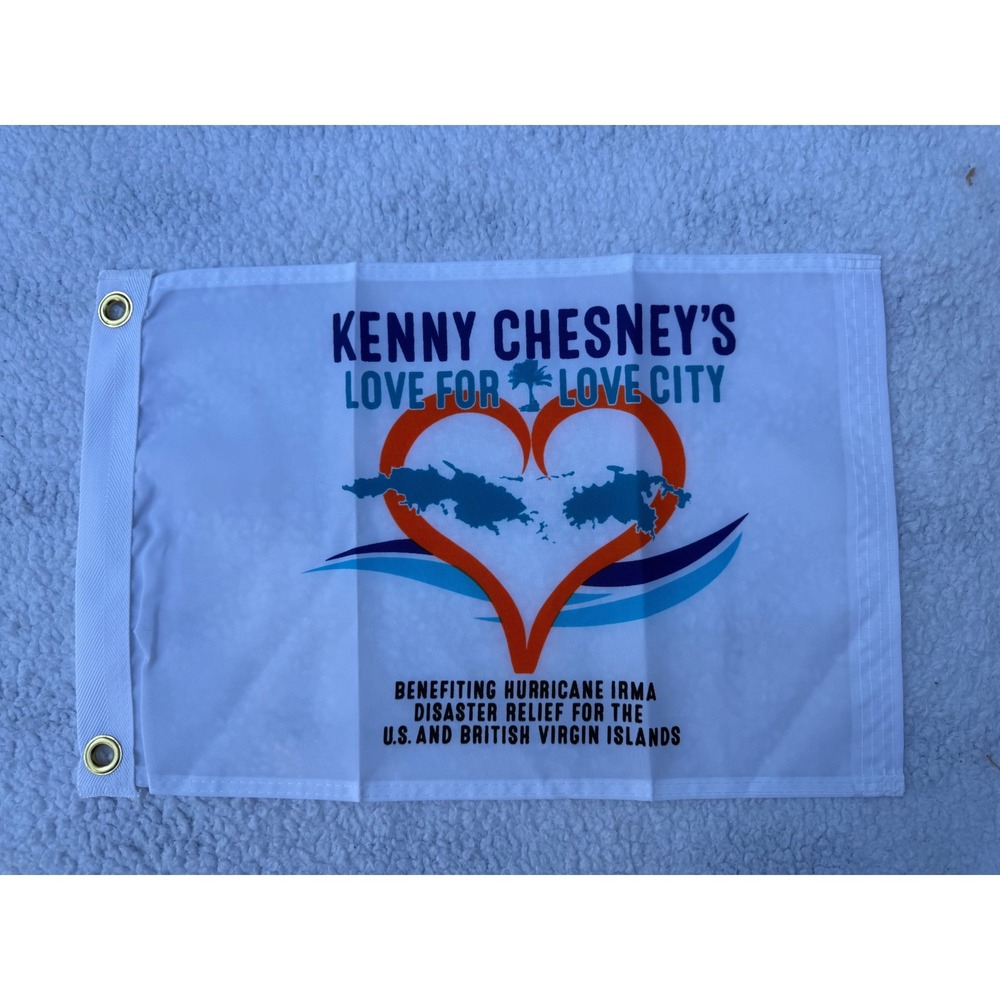 Kenny Chesney Love For Love City Hurricane Irma Relief Flag Virgin Islands White